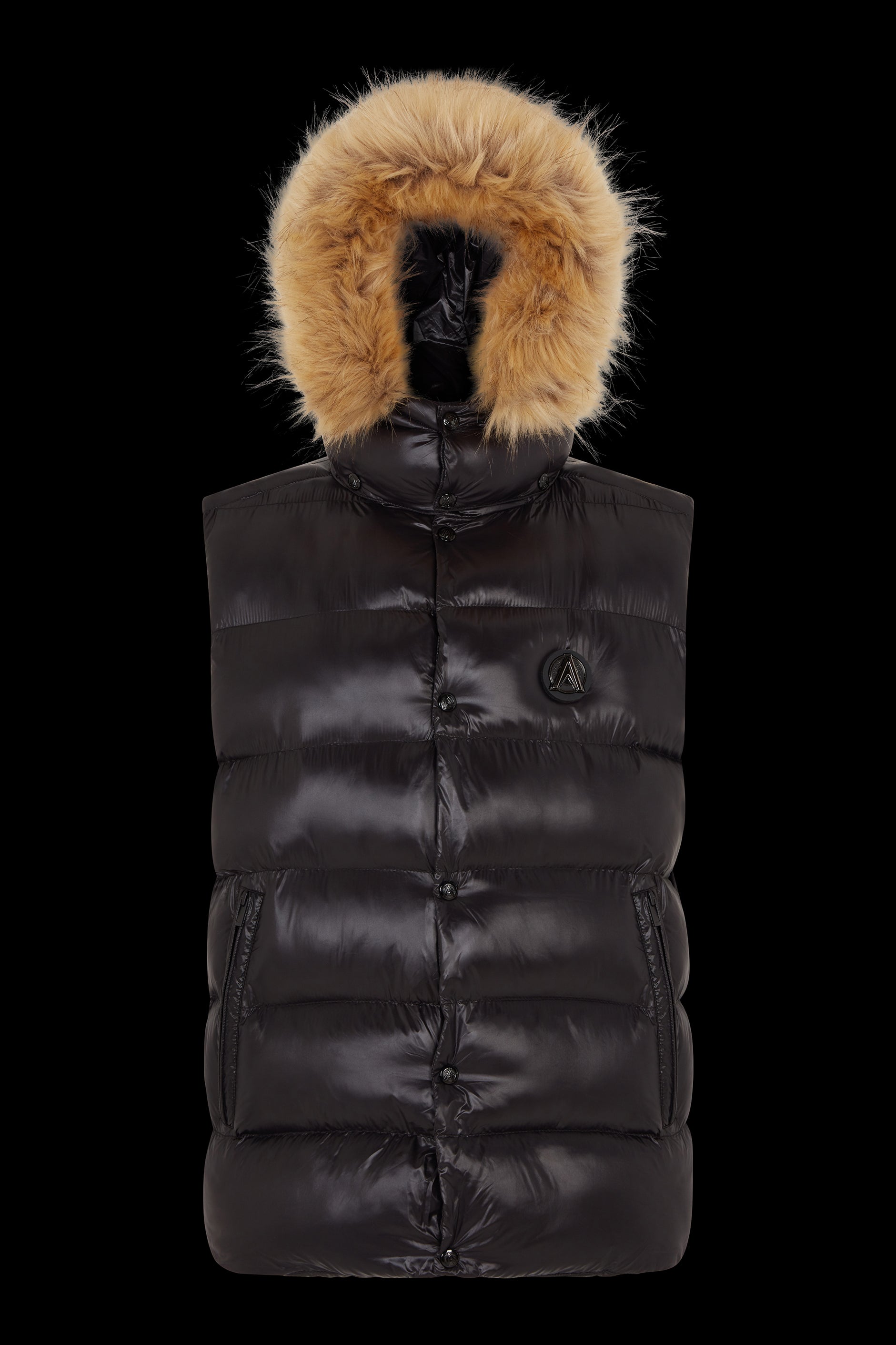 Moncler gilet with on sale fur hood